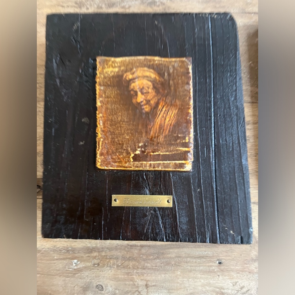 Vintage lithograph on wood rembrandt